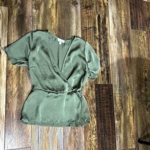 Lucky Brand satin cross over blouse